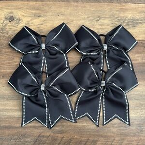 4 black with rhinestone cheer bows. NWOT